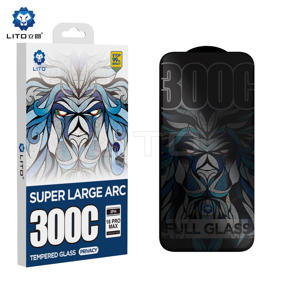 Apple iPhone 16 Lito D+ Max 300C ESD Privacy 2.5D Full Üvegfólia - Fekete