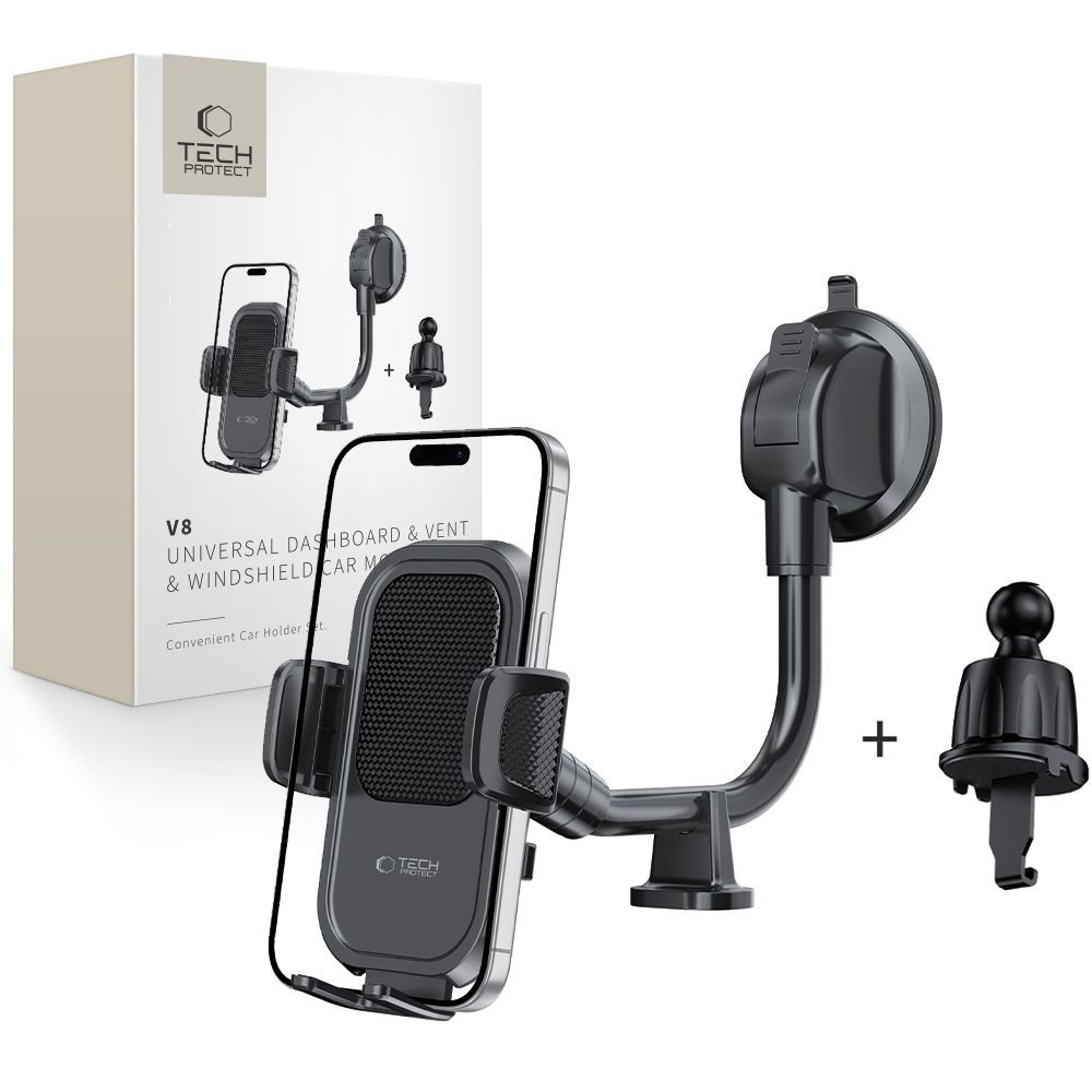 Tech-Protect V8 Long Arm Autós Tartó - Fekete