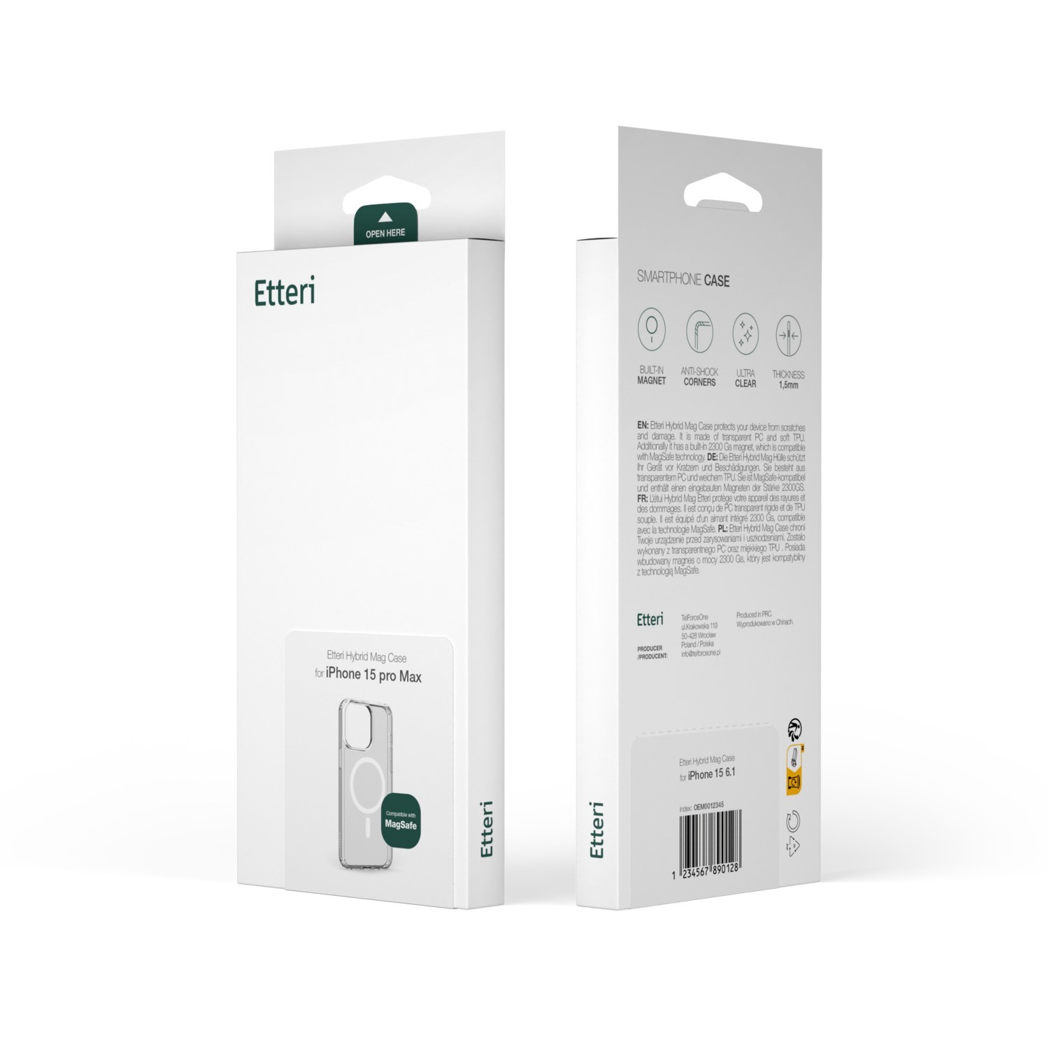 Apple iPhone 15 Pro Max Etteri Hybrid Magsafe Hátlap - Átlátszó