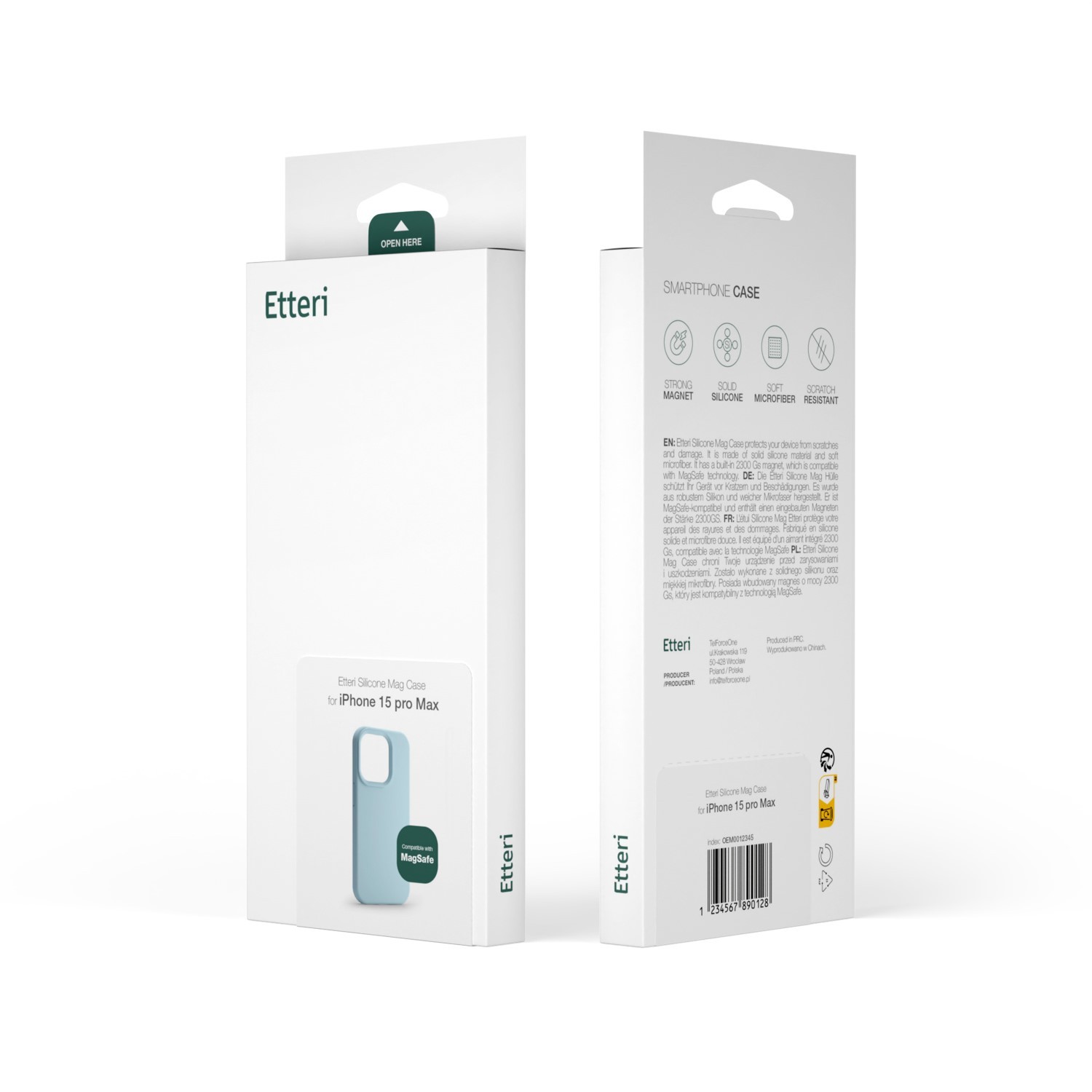 Apple iPhone 12/12 Pro Etteri Silicone Magsafe Hátlap - Világoskék