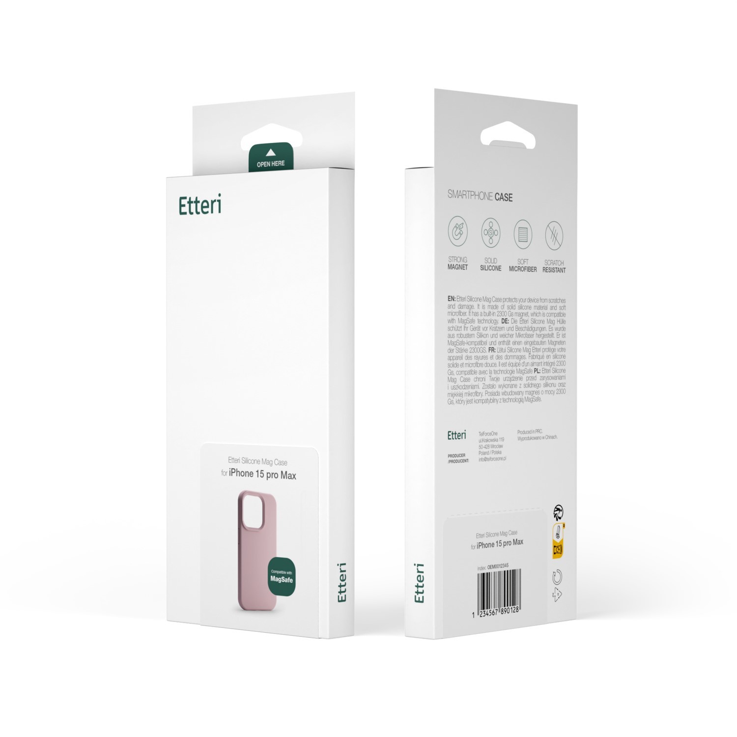 Apple iPhone 12/12 Pro Etteri Silicone Magsafe Hátlap - Puder Rózsaszín