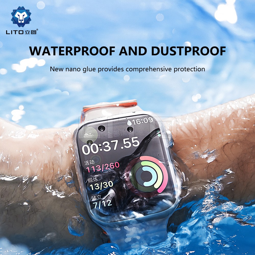 Apple iWatch 10 42mm Lito S+ Keretes Üvegfólia - Ezüst