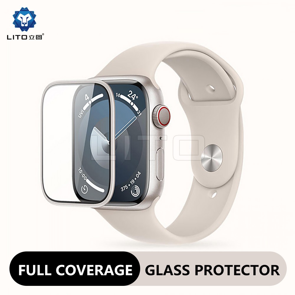 Apple iWatch 7/8/9 41mm Lito S+ Keretes Üvegfólia - Fekete