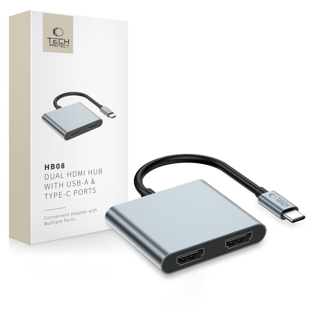 Tech-Protect HB08 3in1 USB-C - USB-A 3.0 / HDMI 4K 60Hz HUB Adapter - Graf