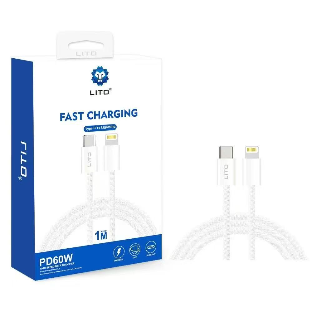 Lito LD04 PD 60W Lightning 1M Adatkábel - Fehér