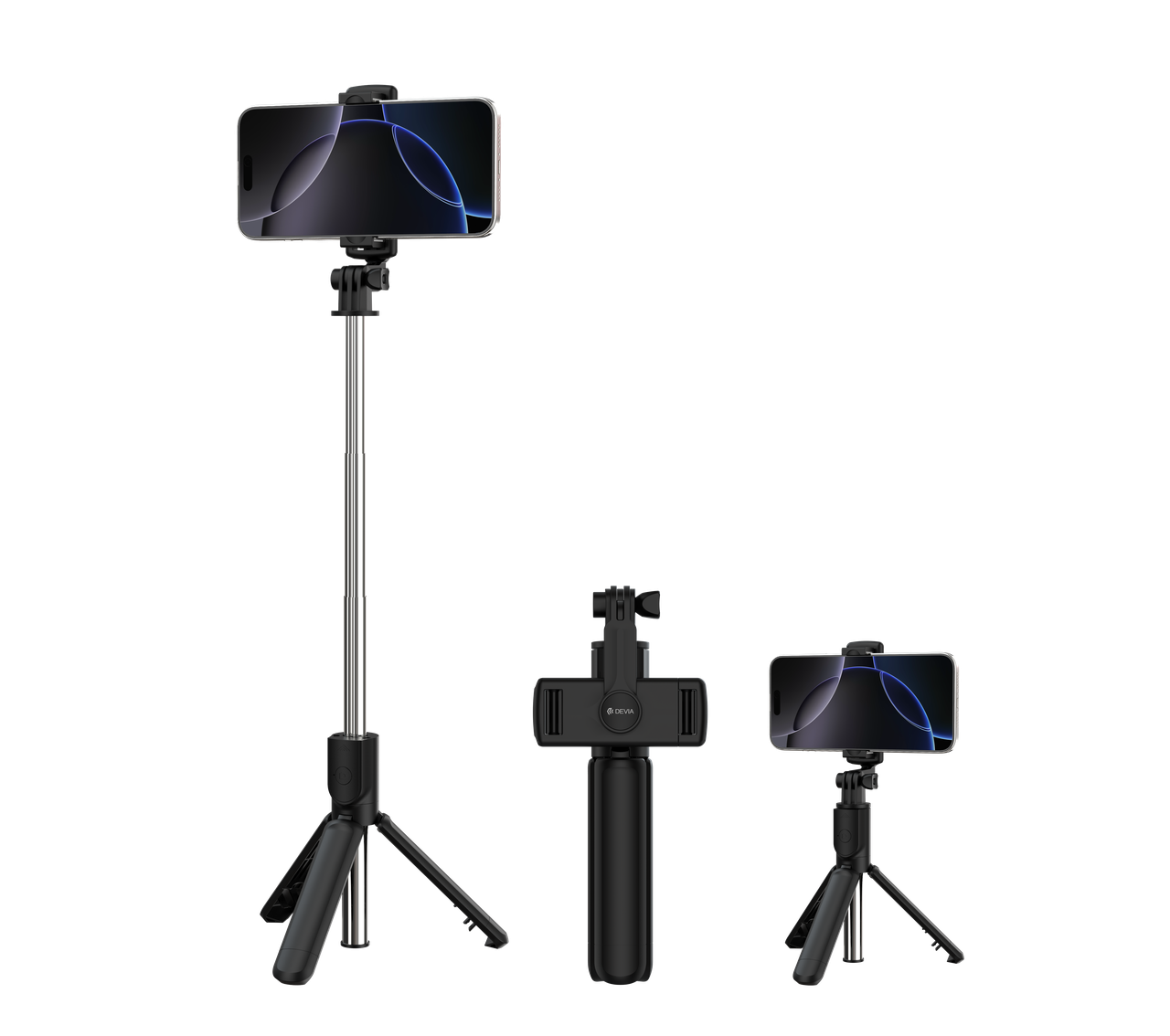 Devia ES083 Kintone Tripod Stand Multifunkciós Wireless Selfie Bot - Feket
