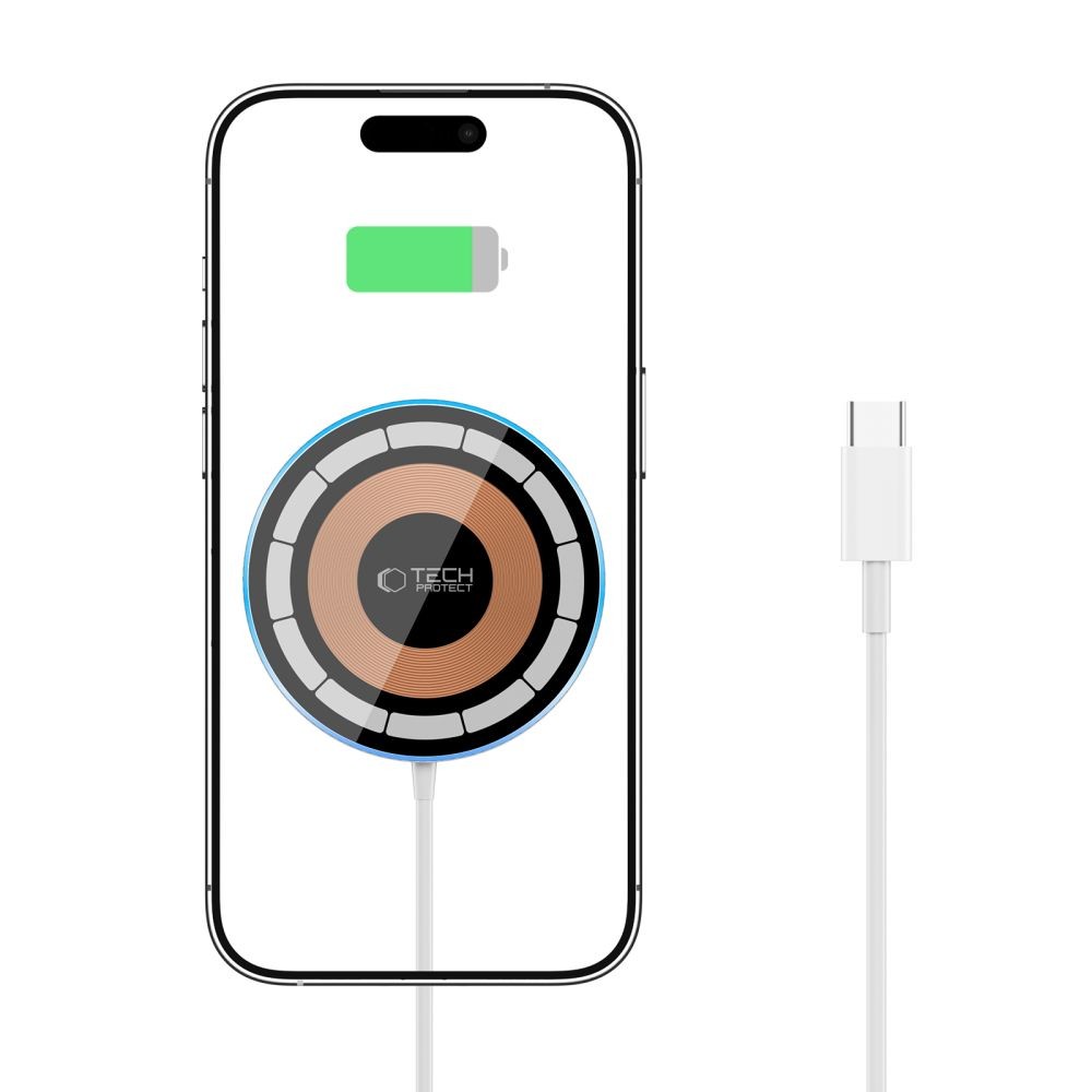 Tech-Protect QI15W-A30 15W MagSafe Töltő Type-C - Fehér