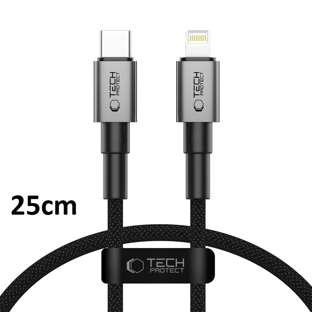 Tech-Protect UltraBoost PD Lightning 25cm Adatkábel - Fekete