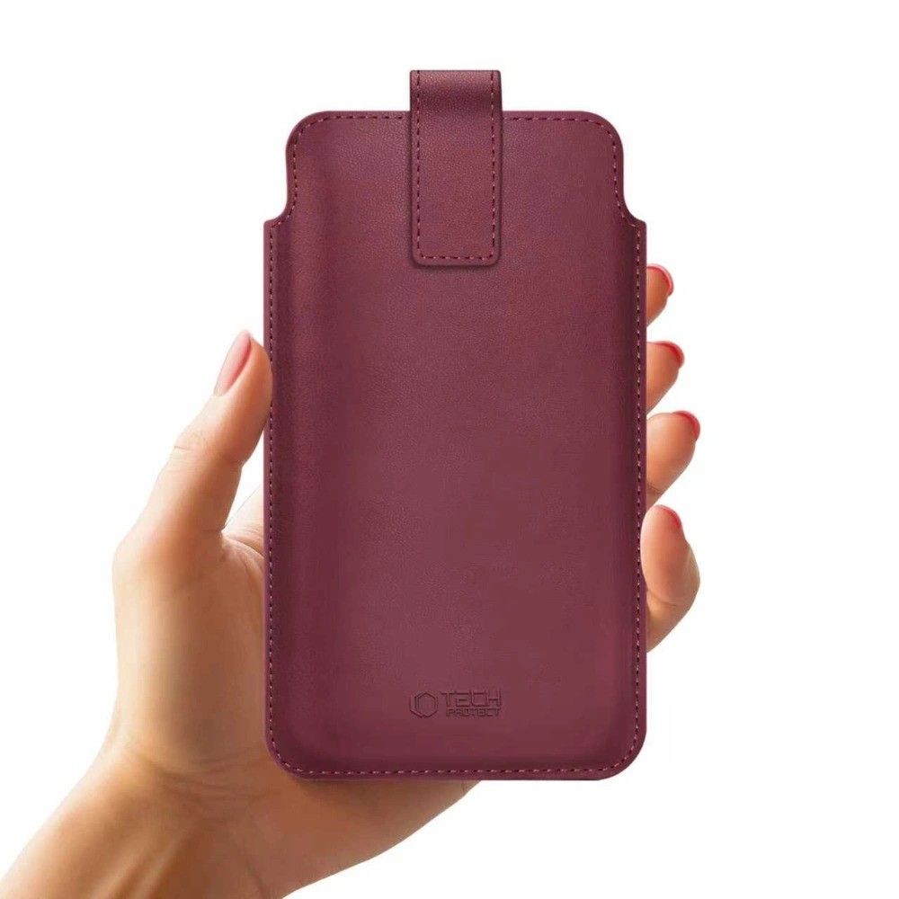Tech-Protect SM65 Univerzális Kihúzós Bőrtok 6.0-6.9 inch méret - Bordó