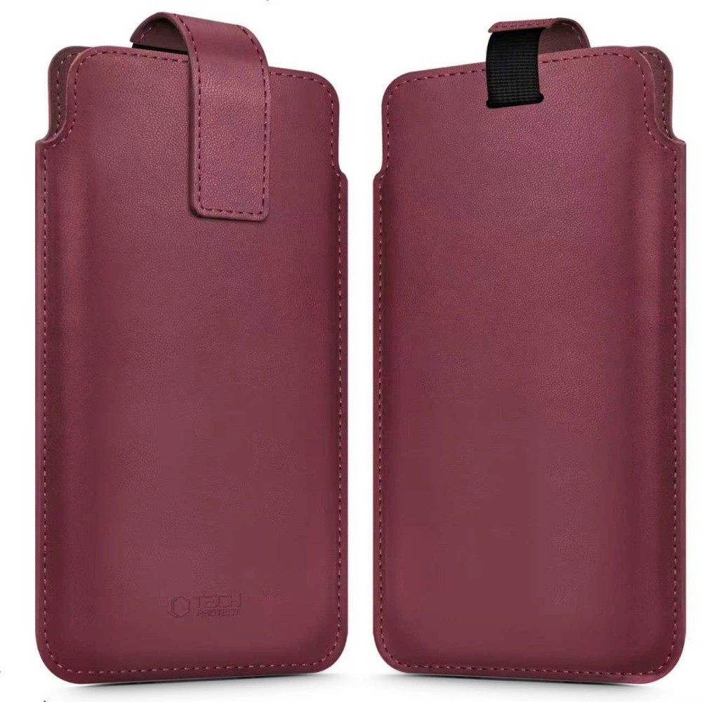 Tech-Protect SM65 Univerzális Kihúzós Bőrtok 6.0-6.9 inch méret - Bordó