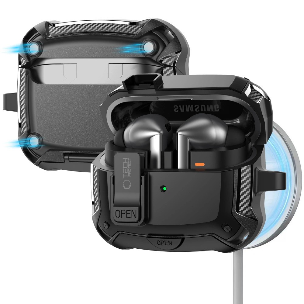 Samsung Buds 3/3 FE/3 Pro Tech-Protect MagSafe Biztonsági Tok - Fekete