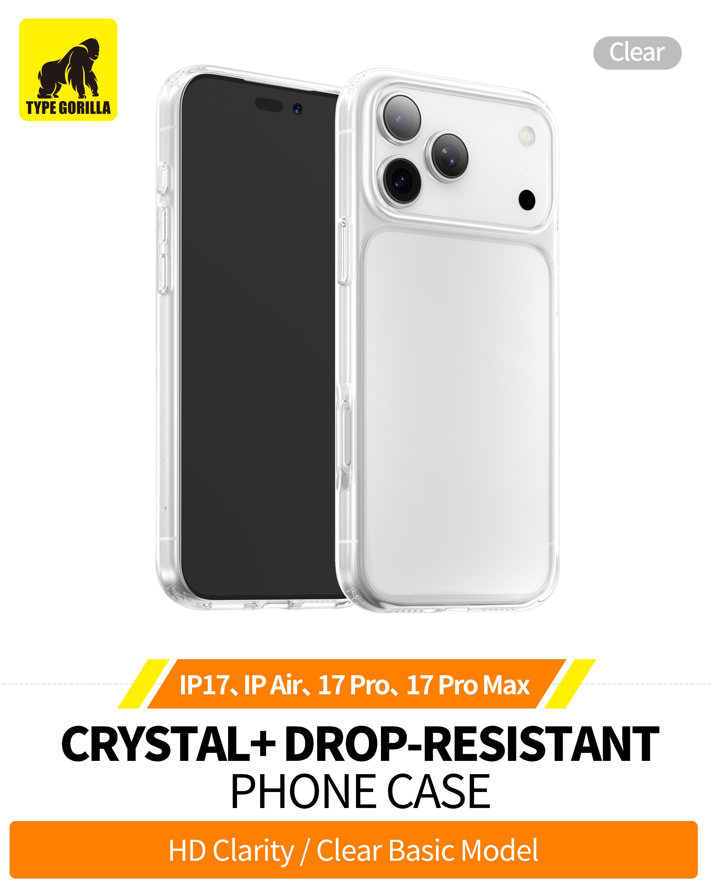 Apple iPhone 17 TG Crystal Anti-Drop Hátlap - Átlátszó