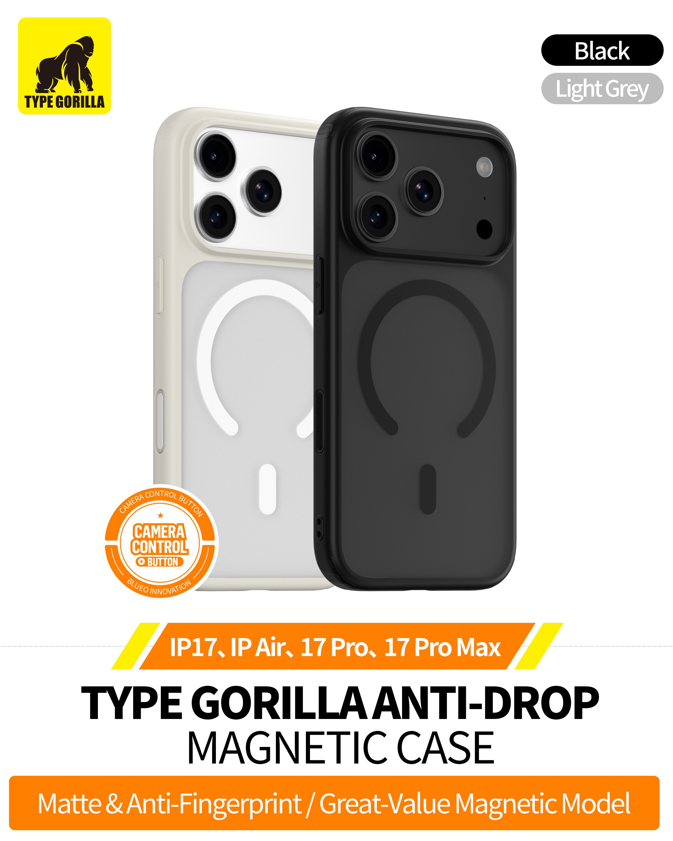 Apple iPhone 17 Pro Max TG Frosted Anti-Drop Magsafe Hátlap - Fekete