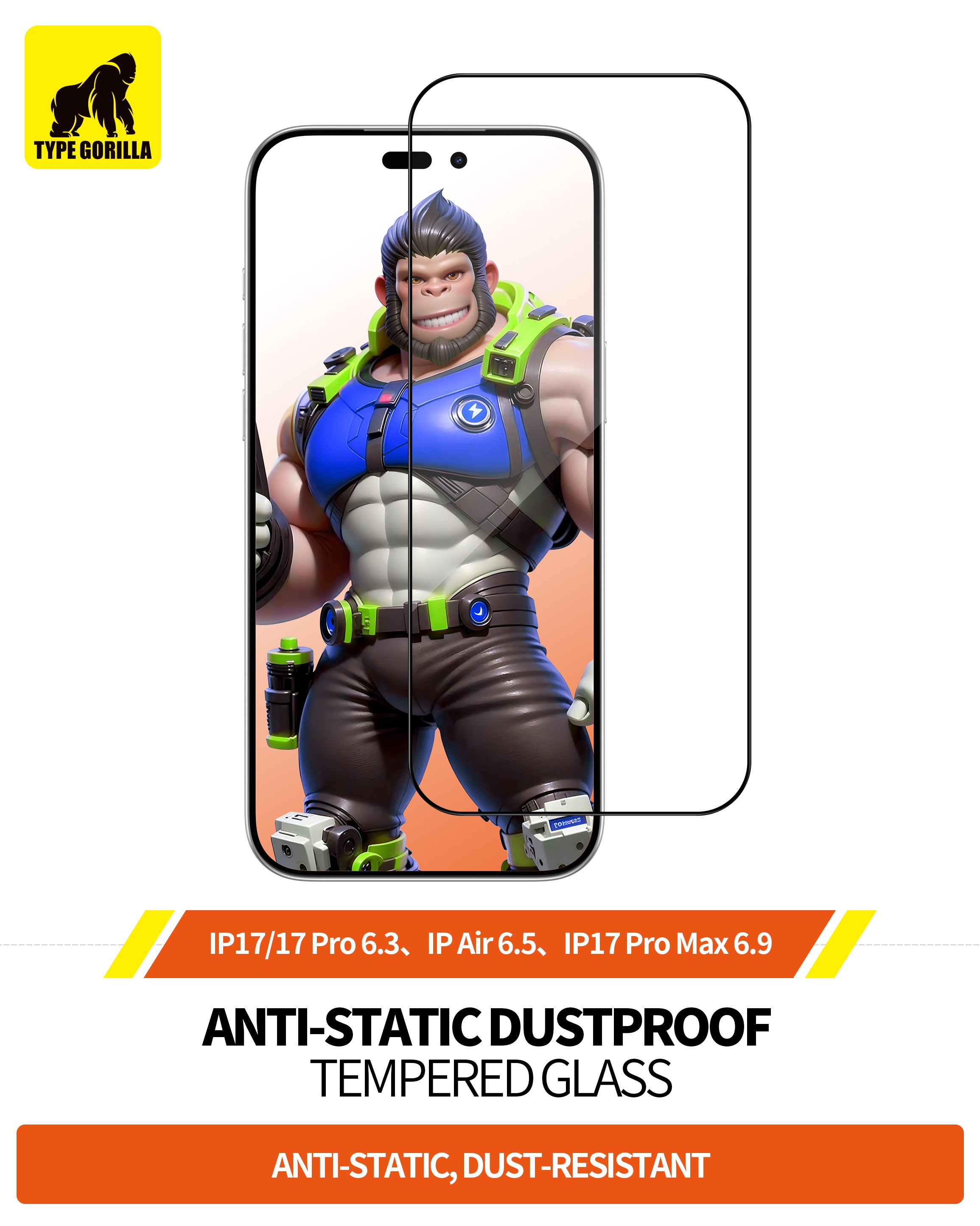 Apple iPhone 16 Pro/17/17 Pro TG ESD Anti-Static 2.5D Full Üvegfólia - Fek