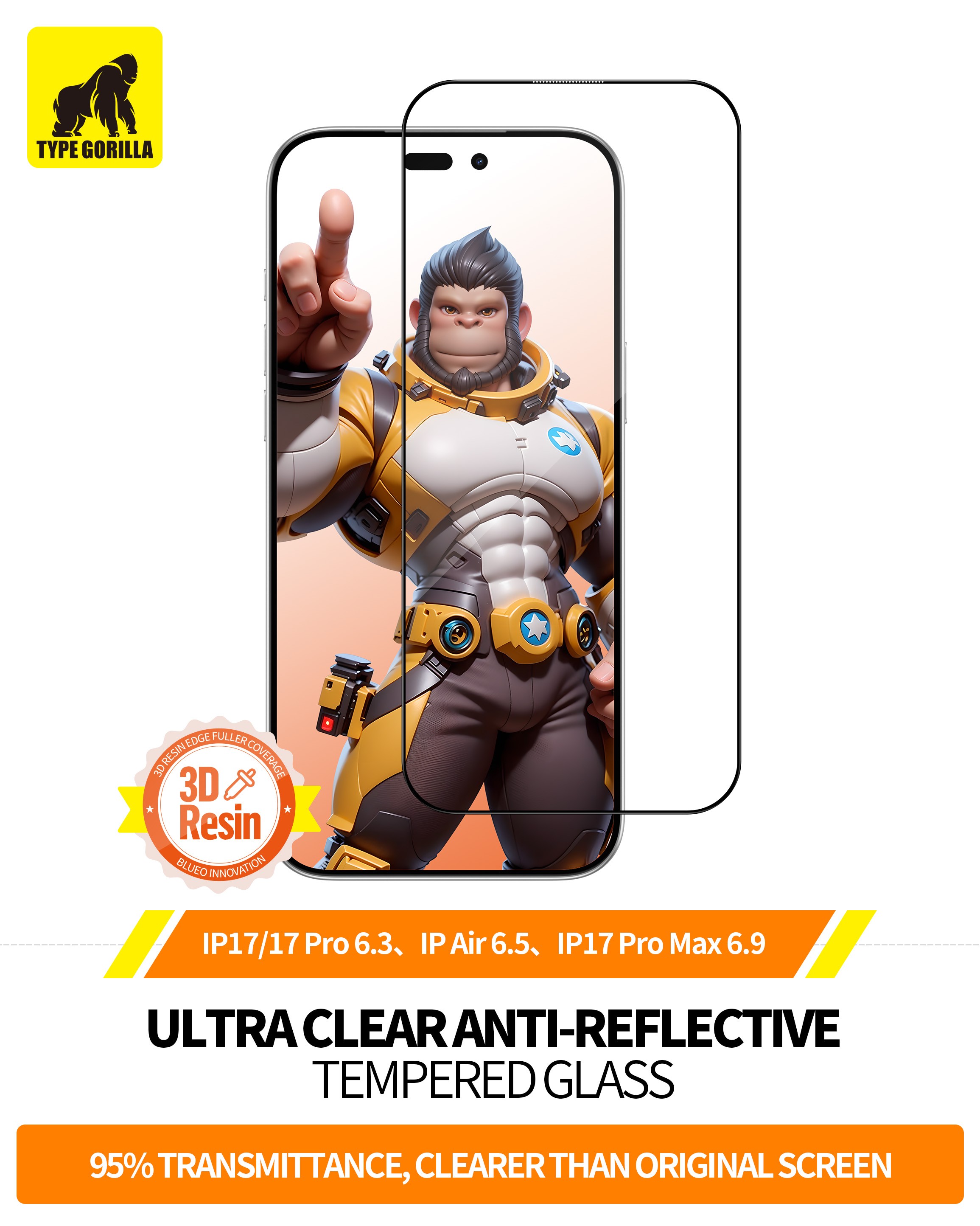 Apple iPhone 16 Pro /17/17 Pro TG Anti-Reflective 2.5D Üvegfólia - Fekete