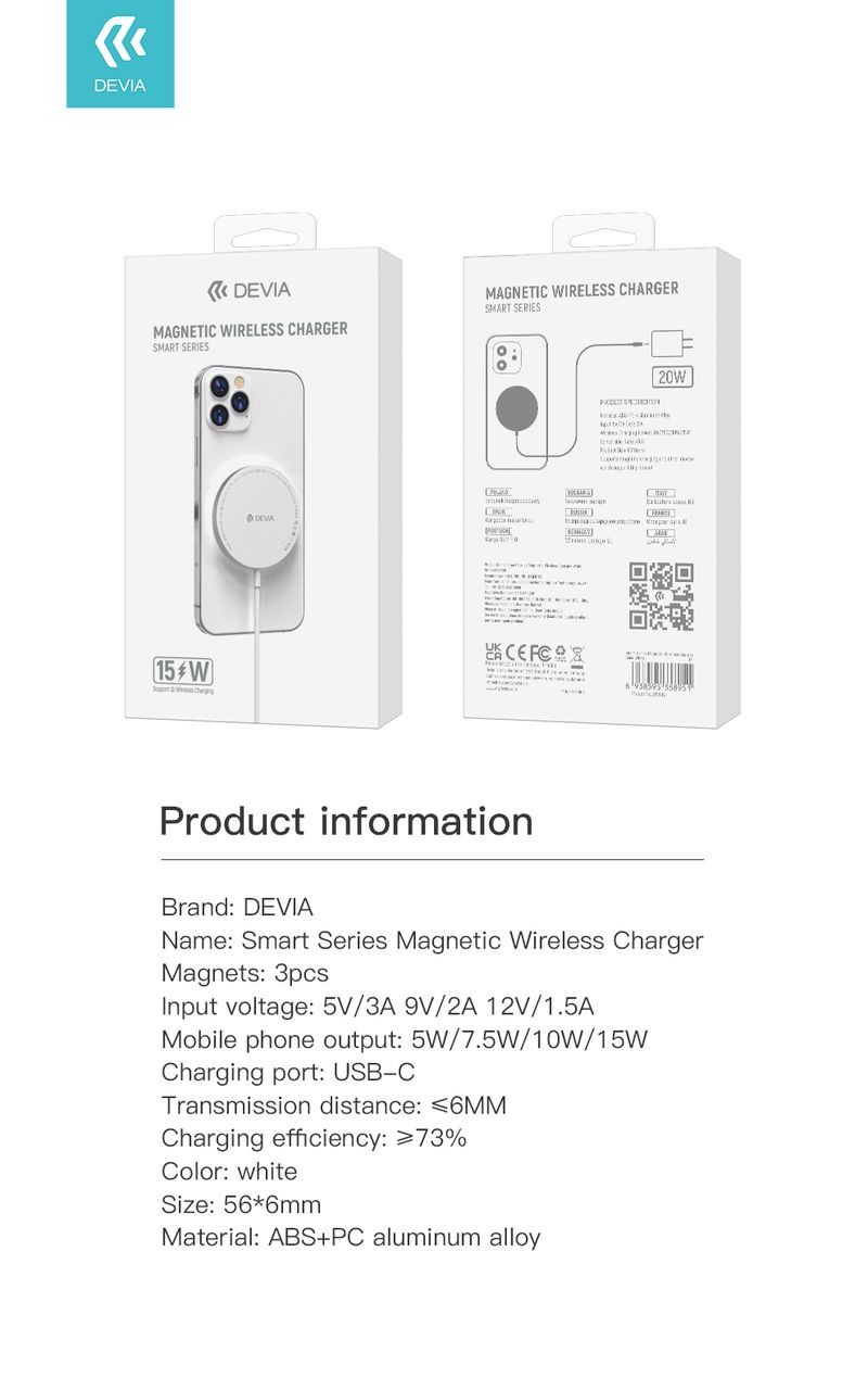 Devia Smart 15W MagSafe Töltő - Fehér