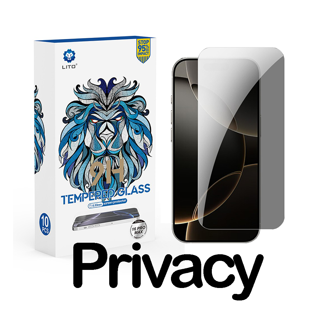 Apple iPhone 16 Pro/17/17 Pro Lito 0.33mm Privacy 2.5D Üvegfólia