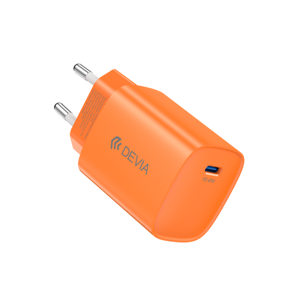 Devia RCE-6001CWEU Ultra6 PD 40W Dynamic GaN Hálózati Töltőfej - Narancssá
