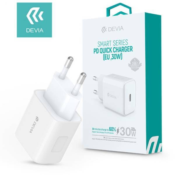 Devia A843 Smart PD 30W Hálózati Töltőfej - Fehér