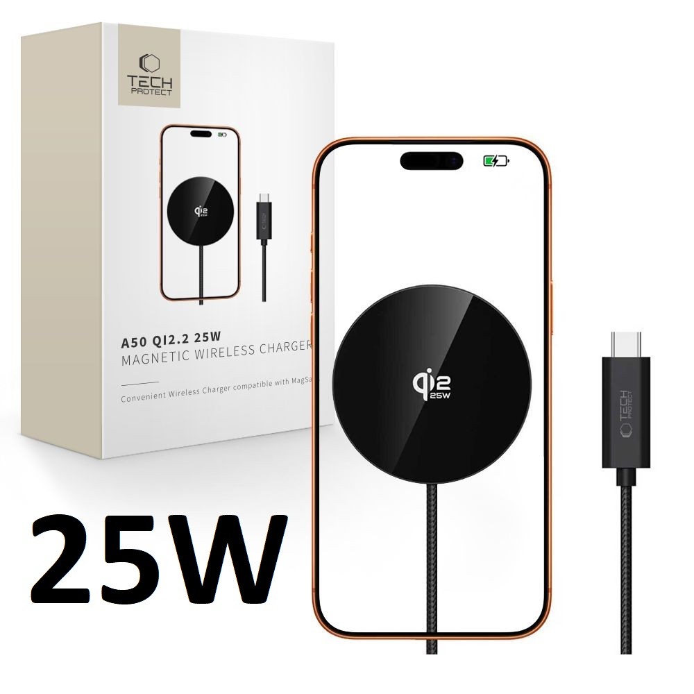 Tech-Protect A50 Ql2.2 25W MagSafe Töltő Type-C - Fekete