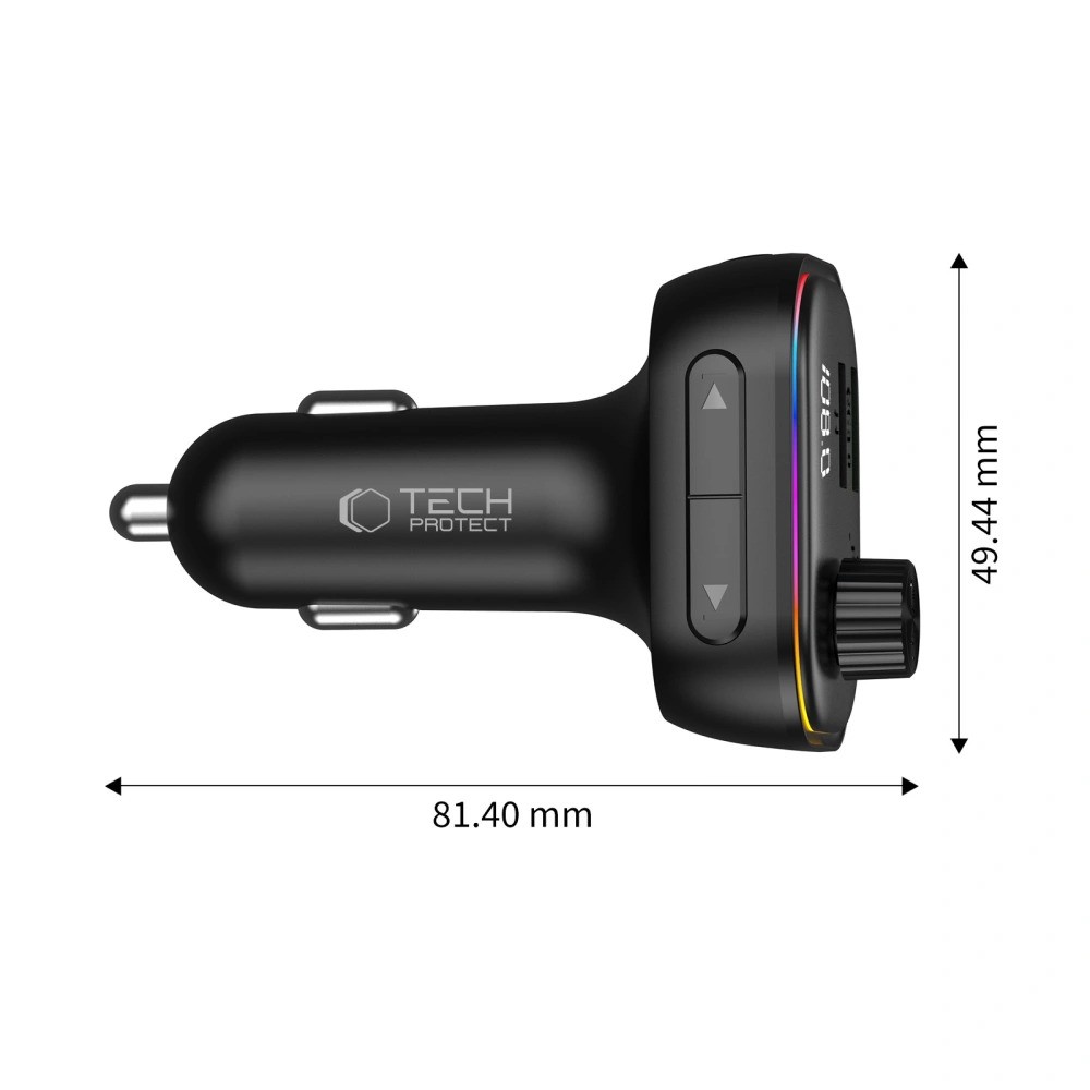 Tech-Protect CC07 3in1 PD 54W+FM Transmitter+Kihangosító - Fekete