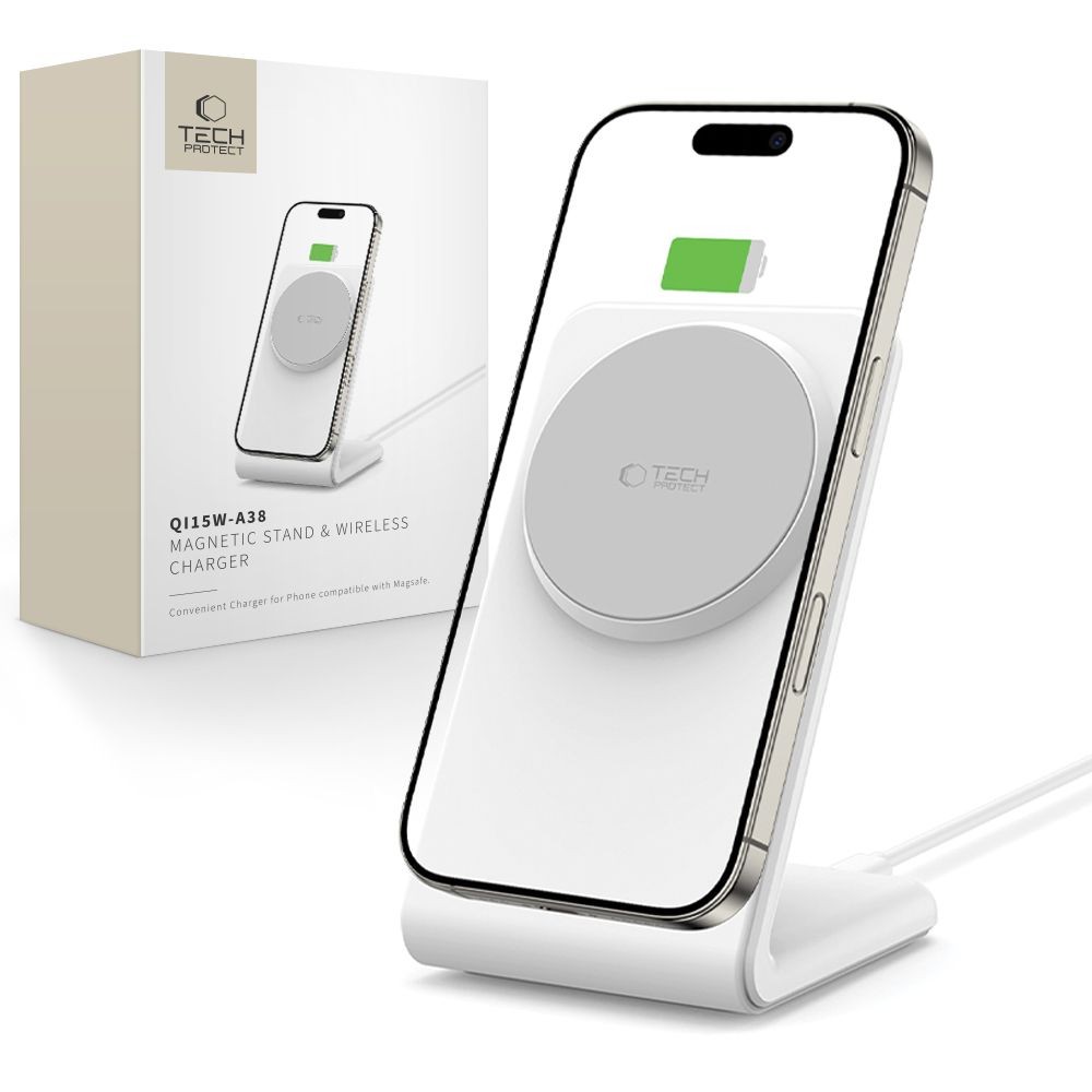 Tech-Protect QI15W-A38 MagSafe Asztali Töltő - Fehér