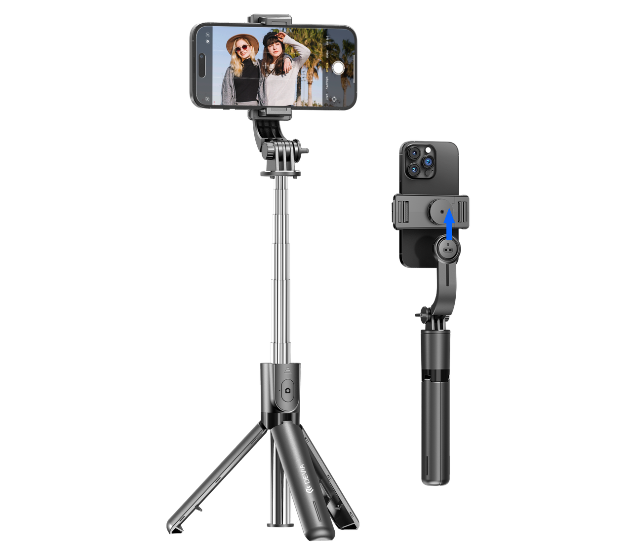 Devia F01 Lite1 Tripod Stand Multifunkciós Wireless Selfie Bot - Fekete