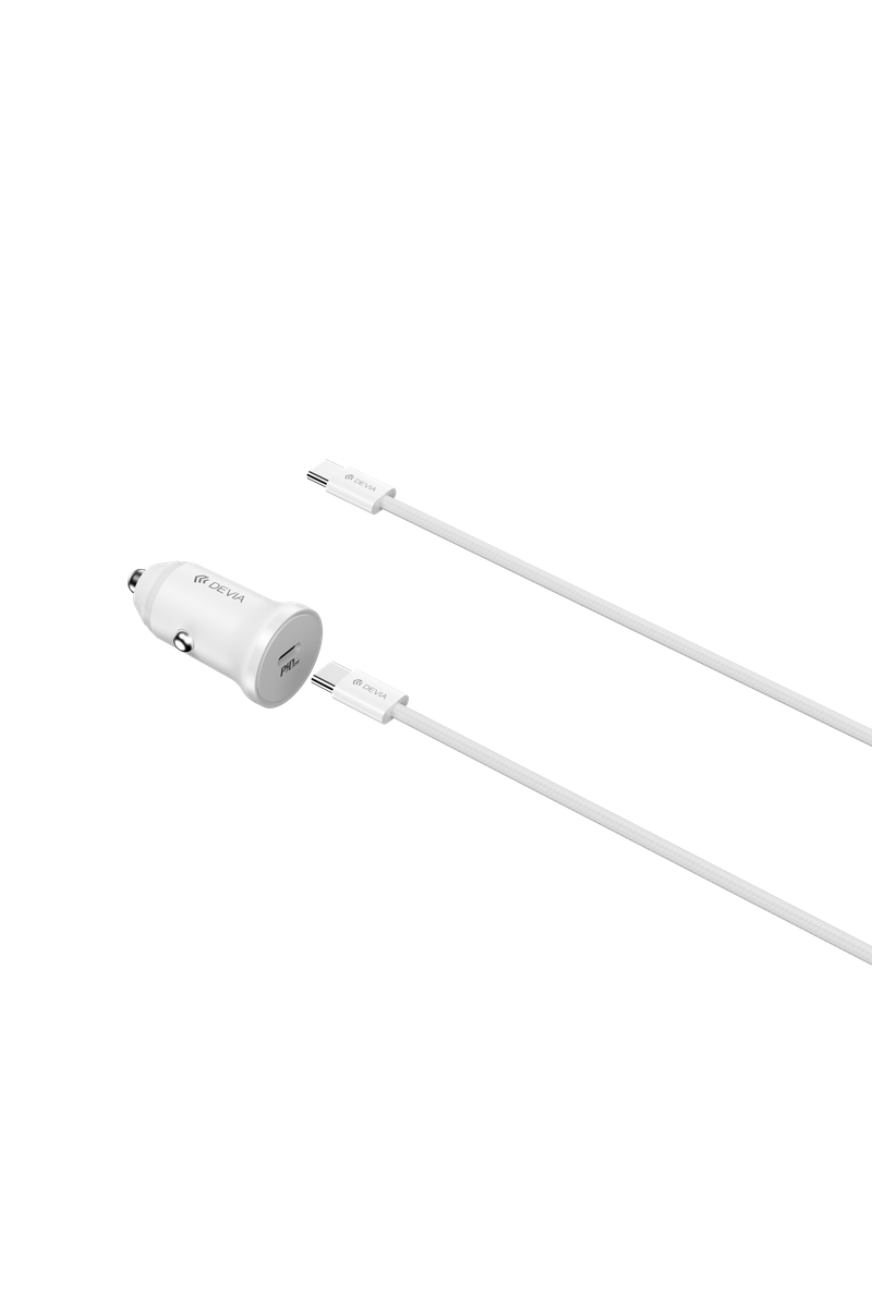 Devia EA511 Pro2 PD 30W Autós Töltőfej + PD Type-C Adatkábel- Fehér
