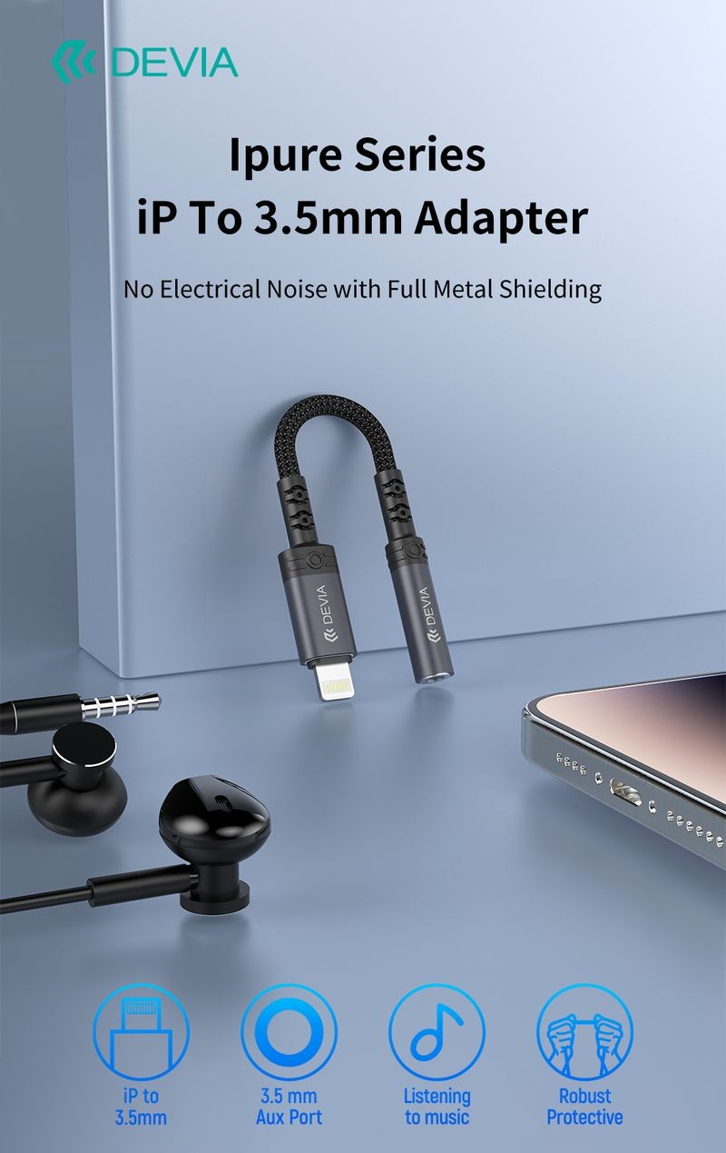 Devia EC090 Ipure Lightning Audió és Töltő Adapter - Fekete