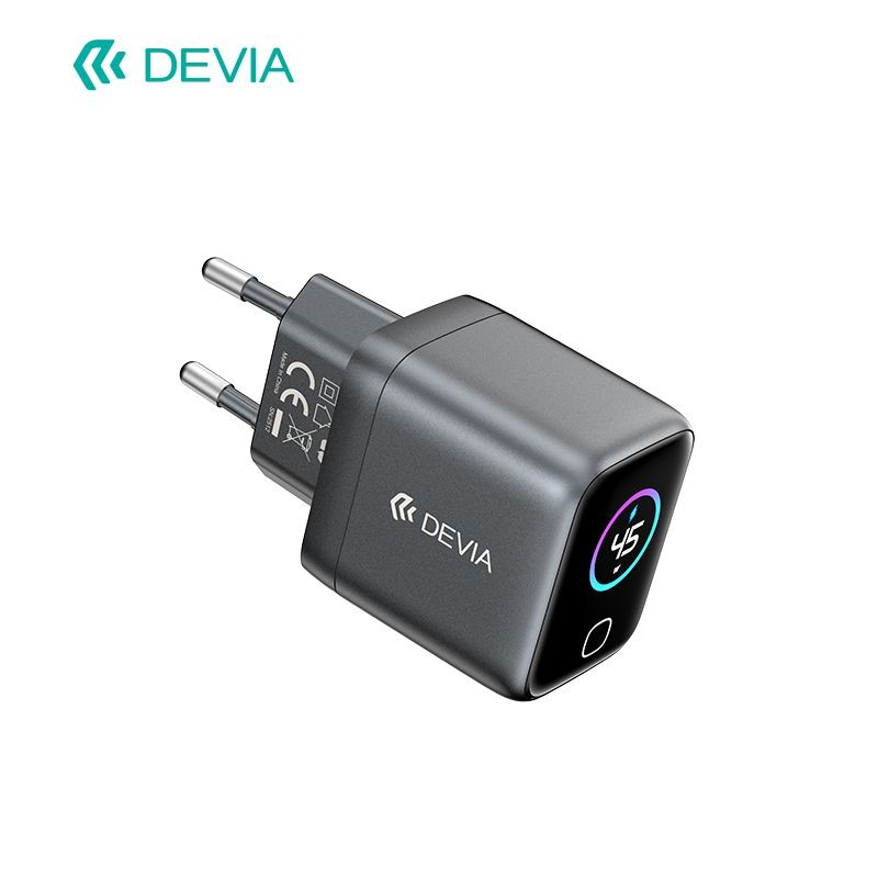 Devia X45Pro Ultra10 PD 45W Smart Display GaN Hálózati Töltőfej - Fekete