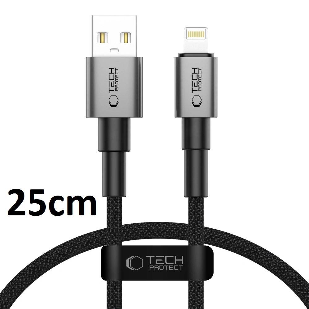 Tech-Protect UltraBoost DNA Lightning 25cm Adatkábel - Fekete
