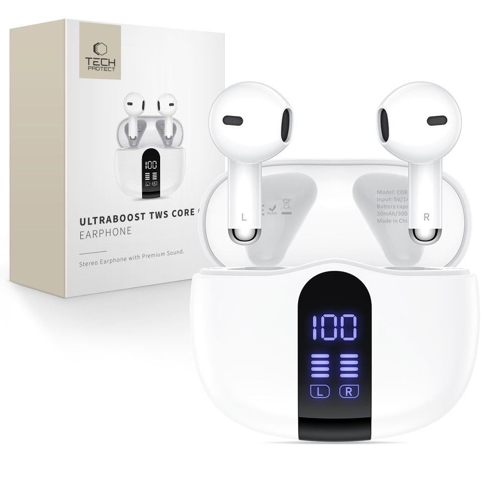 Tech-Protect UltraBoost Core TWS Core G2 Bluetooth Headset - Fehér