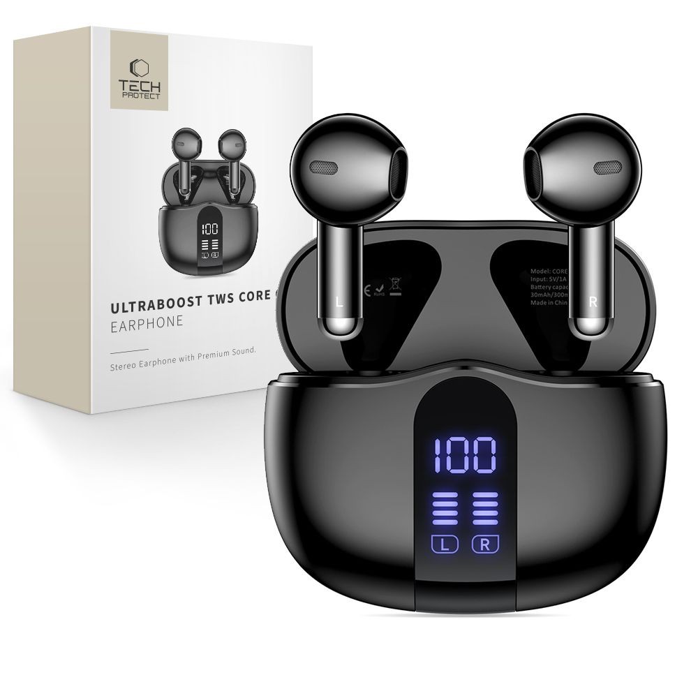 Tech-Protect UltraBoost Core TWS Core G2 Bluetooth Headset - Fekete