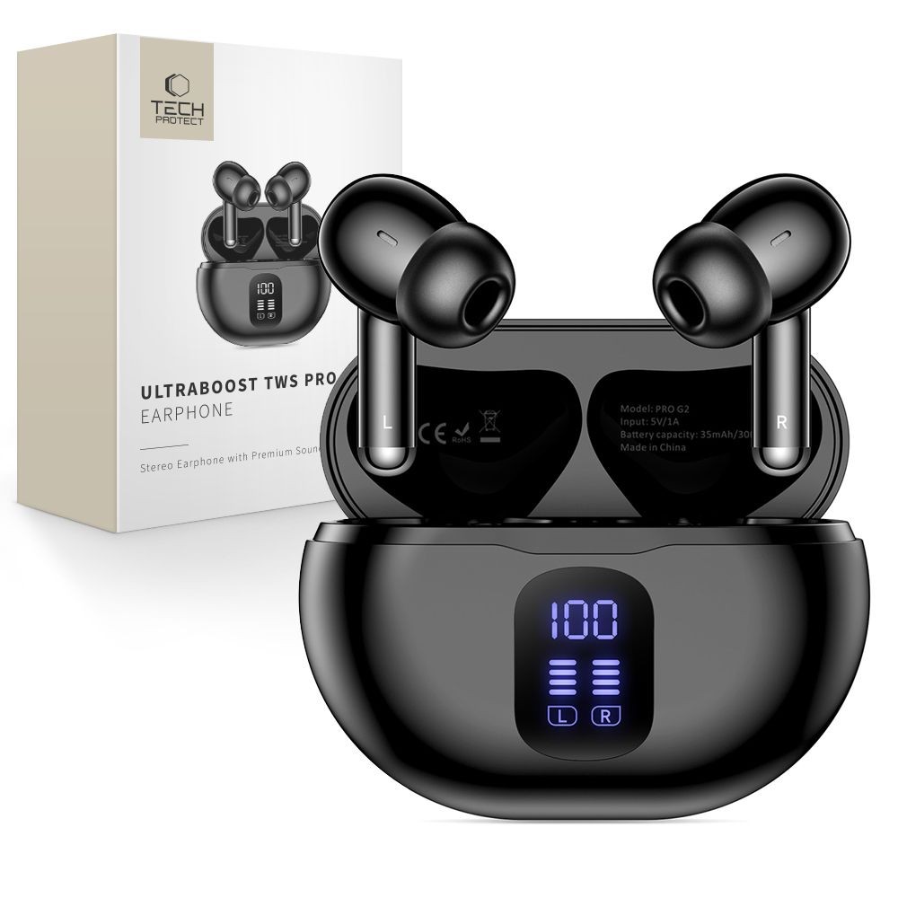 Tech-Protect UltraBoost Core TWS Pro G2 Bluetooth Headset - Fekete