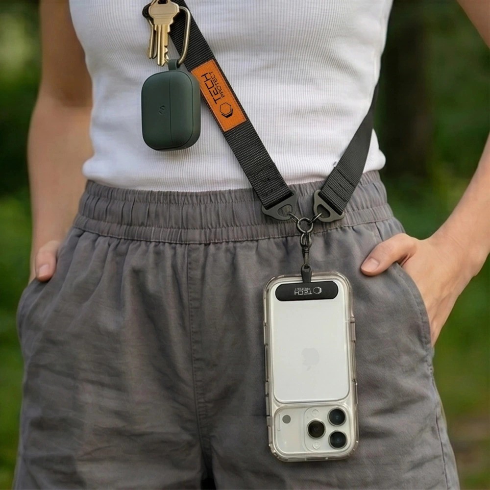Tech-Protect C9S CrossBody vállpánt / univerzális Telefon pánt - Fekete