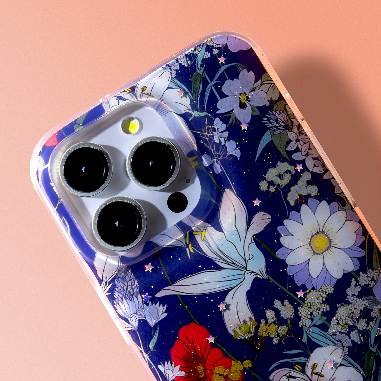 Apple iPhone 17 Pro Max Virágos Silicon Hátlap - Sötétkék