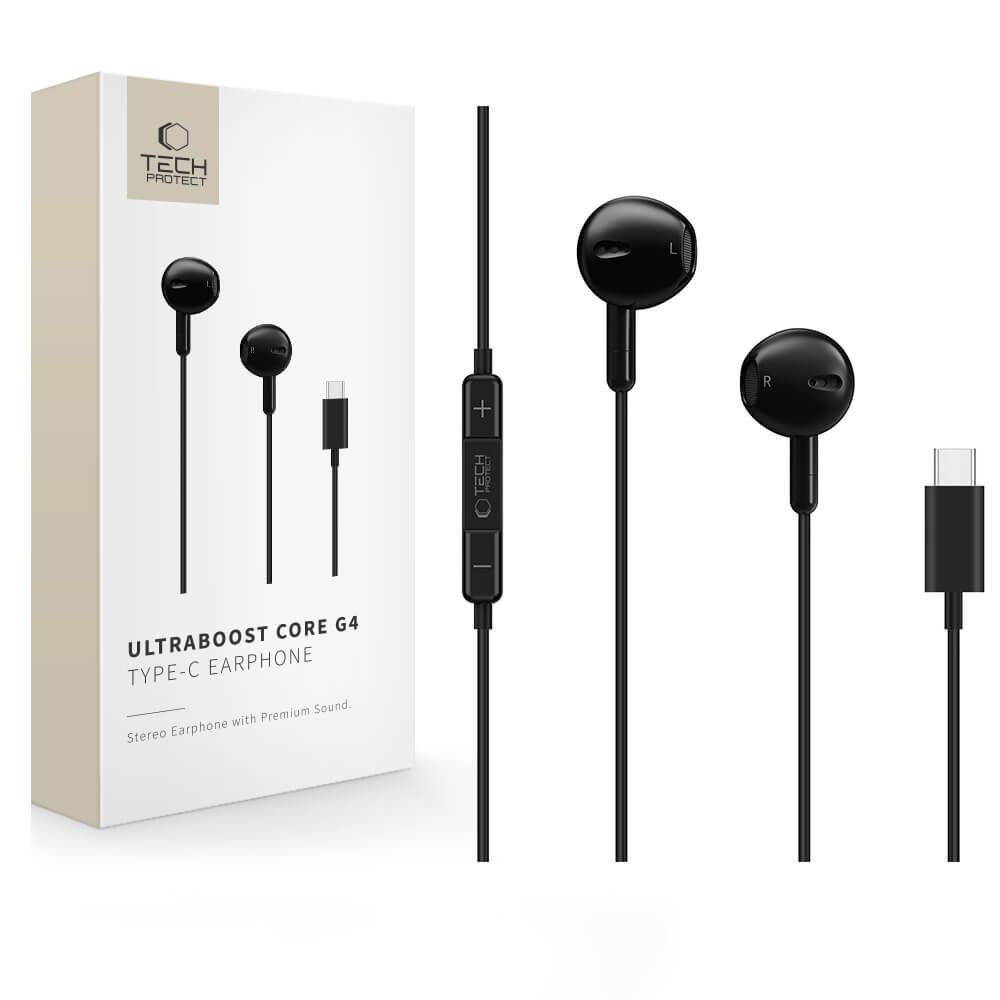 Tech-Protect UltraBoost G4 Type-C Headset - Fekete