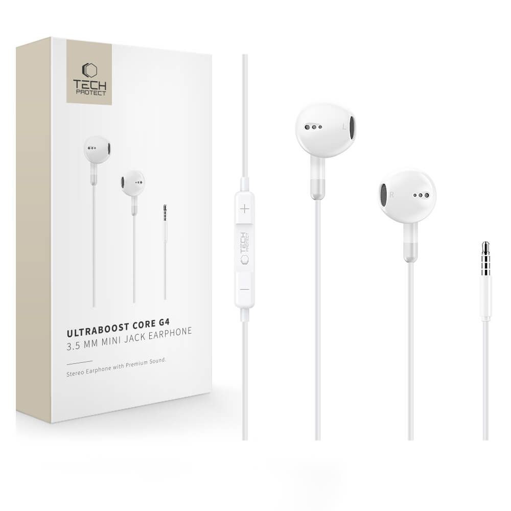 Tech-Protect UltraBoost G4 3.5mm Jack Headset - Fehér