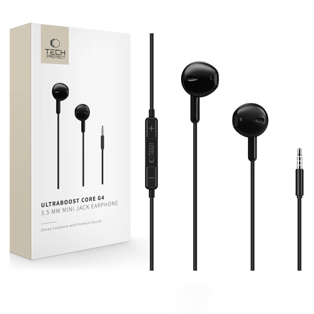 Tech-Protect UltraBoost G4 3.5mm Jack Headset - Fekete
