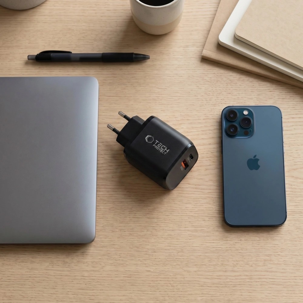 Tech-Protect Smart QC 3.0 + PD 65W GaN Hálózati Töltőfej - Fekete