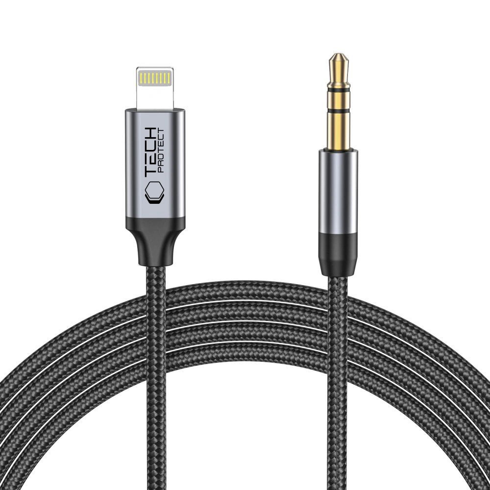 Tech-Protect Lightning to 3.5mm Jack AUX 1M Átalakító - Fekete