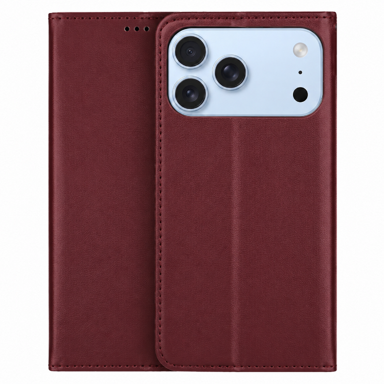 Apple iPhone 17 Pro Max/18 Pro Max Smart Magnetic Könyvtok - Bordó