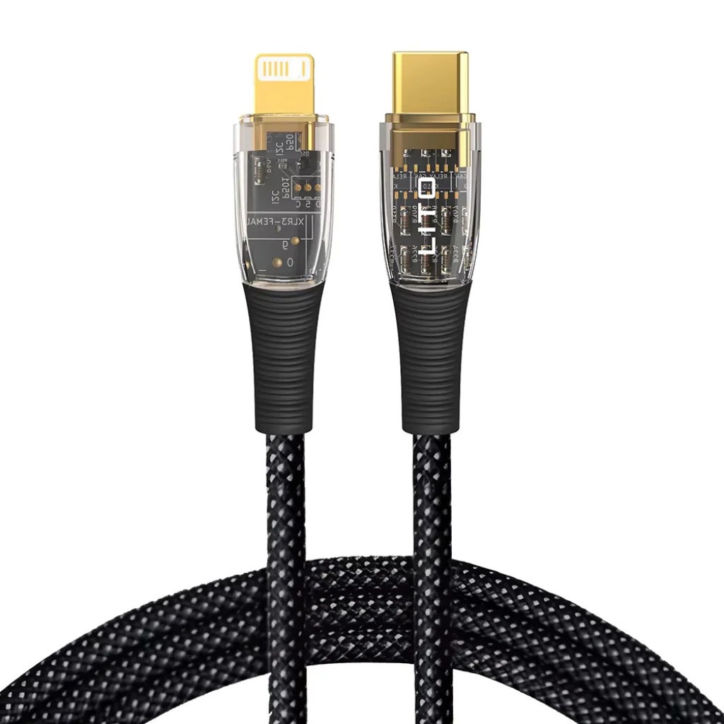 Lito LD01CL Fast PD 30W USB Type-C to Lightning 1.2M Adatkábel - Fekete