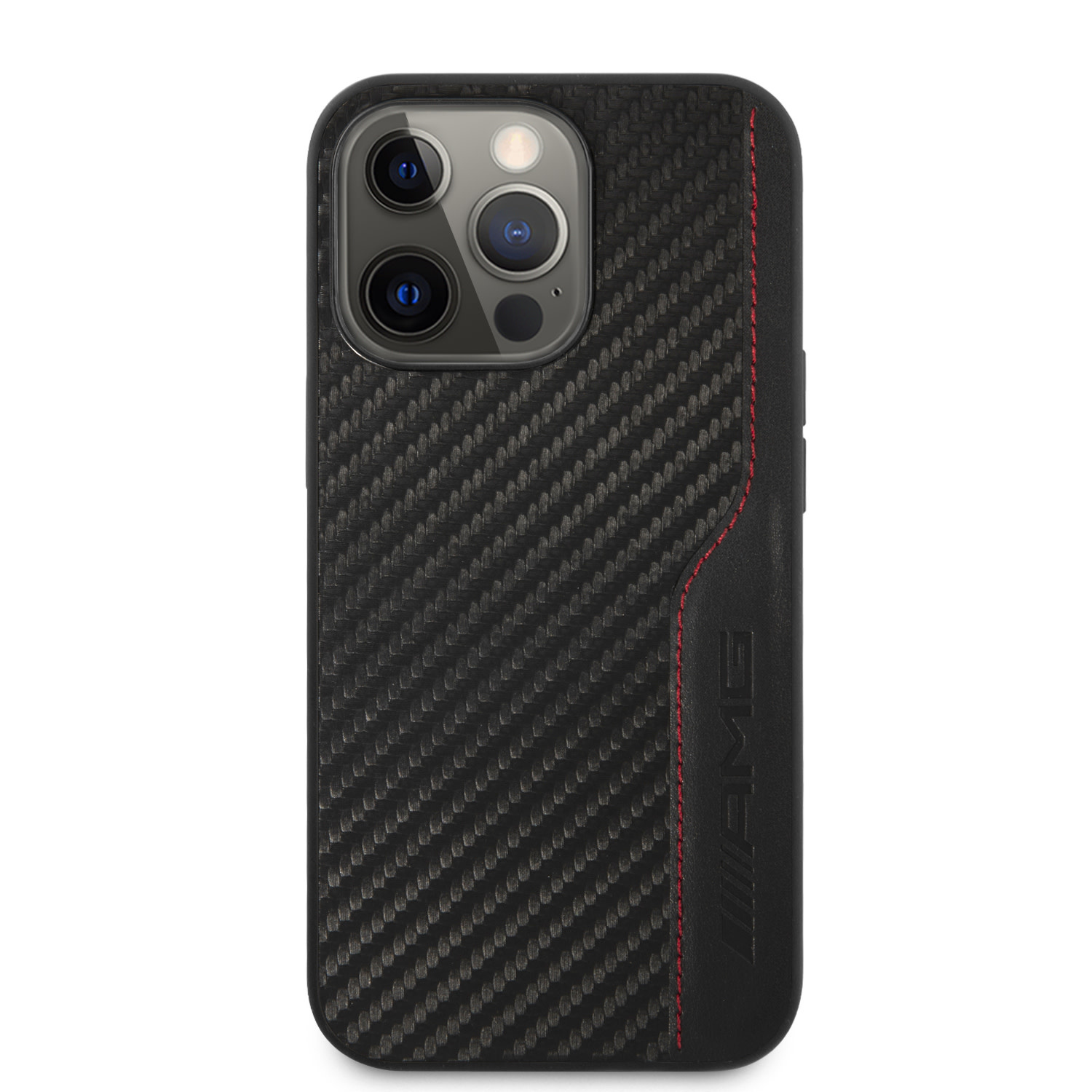 AMG hátlaptok iPhone 13 Pro - Carbon - Red Stitchi