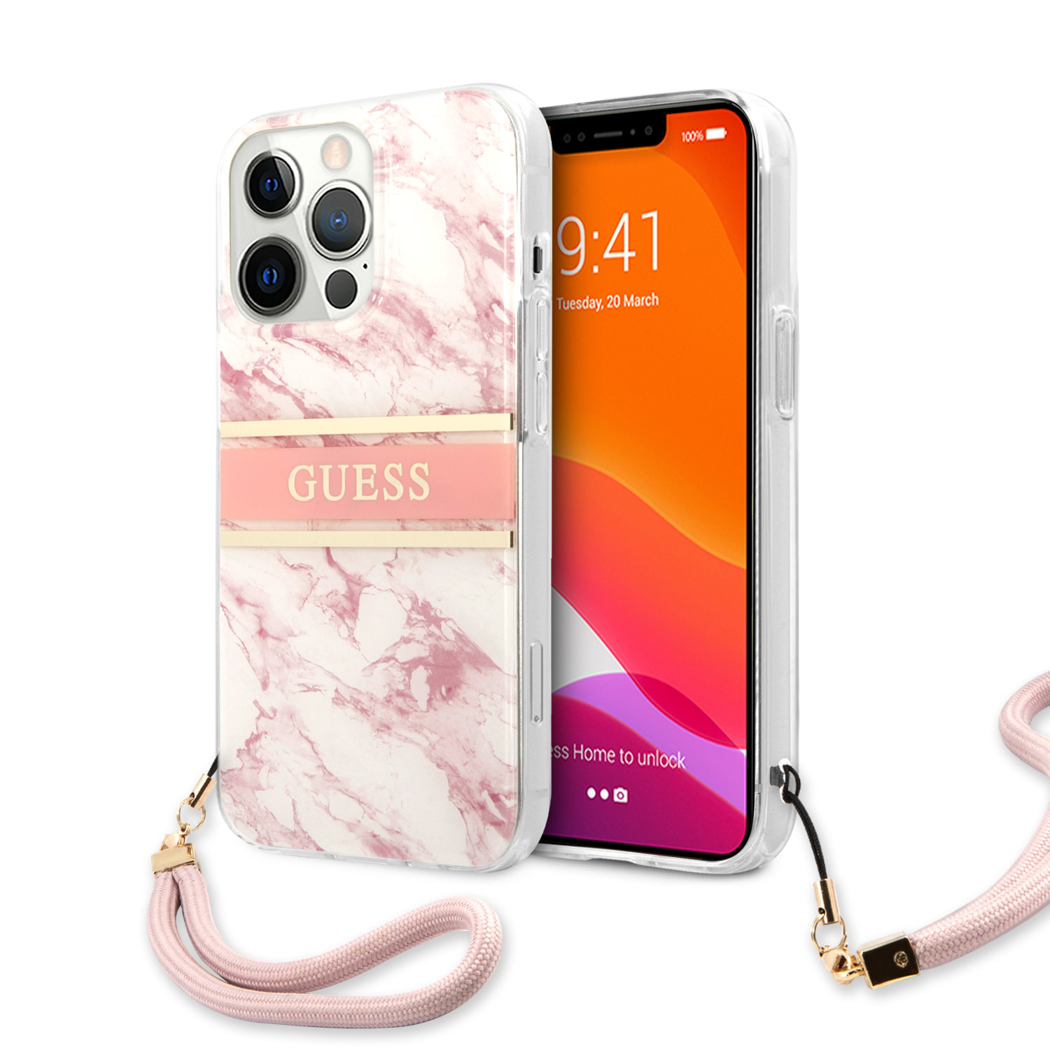 Guess iPhone 13 Pro hátlaptok Marble Pink