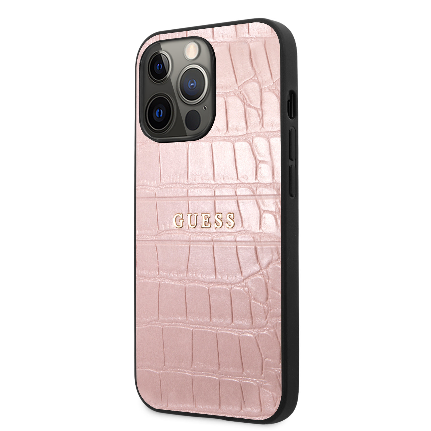 Guess iPhone 13 Pro hátlaptok- Croco Lines - Pink