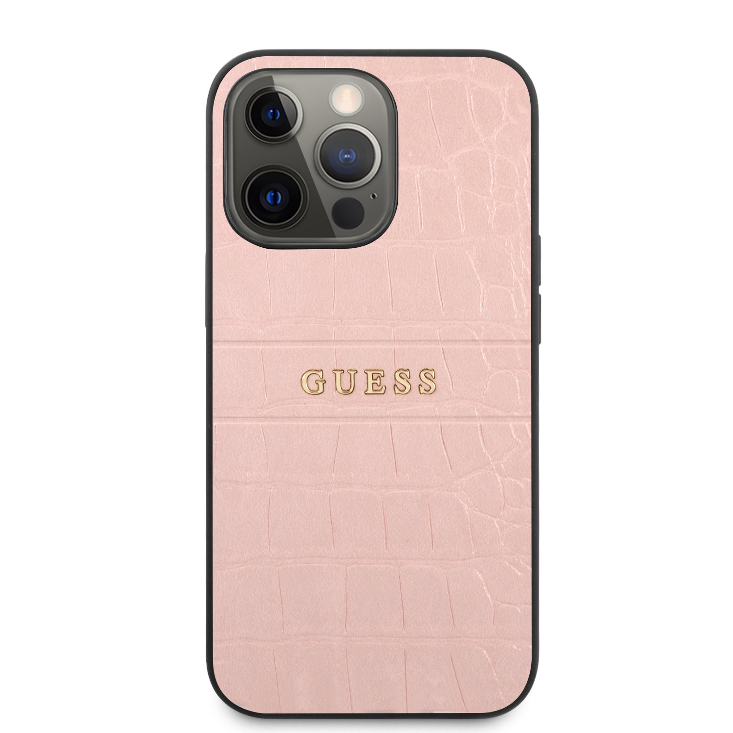 Guess iPhone 13 Pro hátlaptok- Croco Lines - Pink