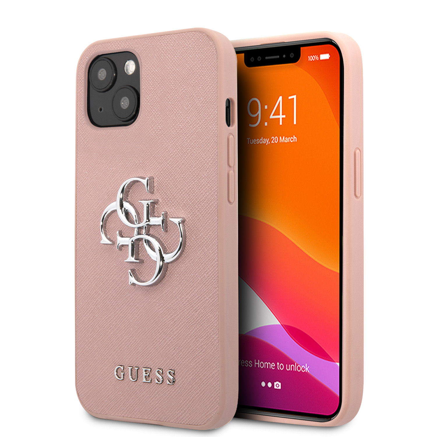 Guess iPhone 13 hátlaptok - Big 4G Logo - Pink