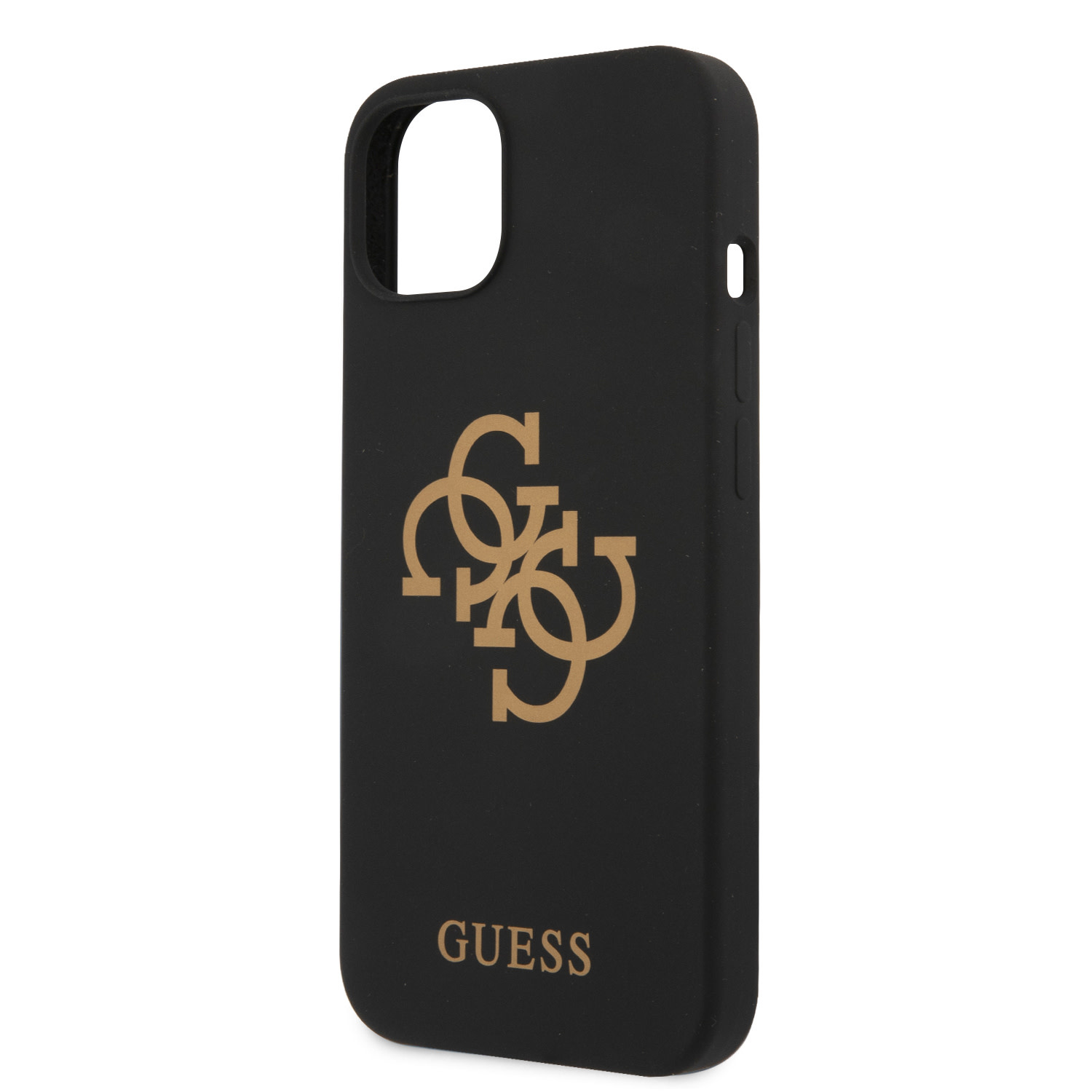 Guess iPhone 13 hátlaptok - Arany 4G Logo - Fekete