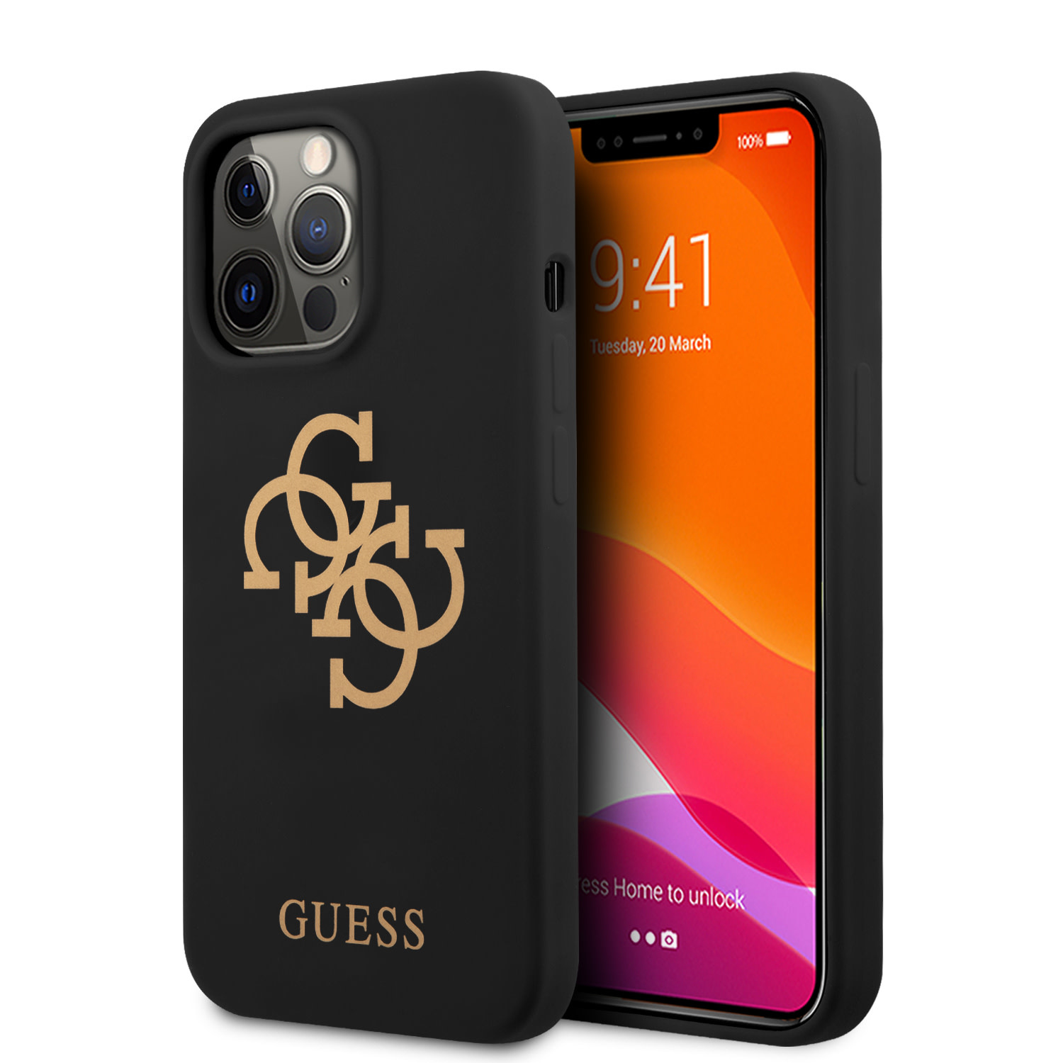 Guess iPhone 13 Pro hátlaptok - Arany 4G Logo - Fe